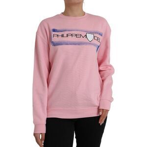 Philippe Model Pink Cotton Logo Print Long Sleeves Pullover Women's Sweater
